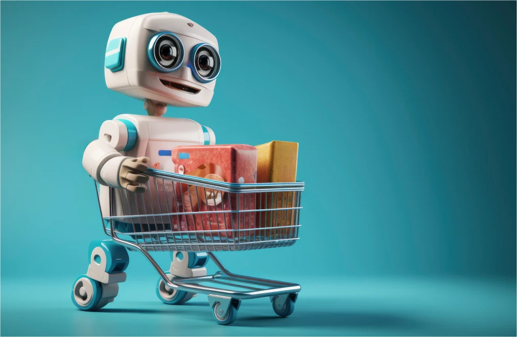 ai robot with shopping cart